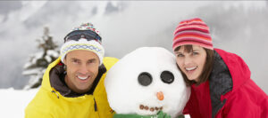 couple with snowman